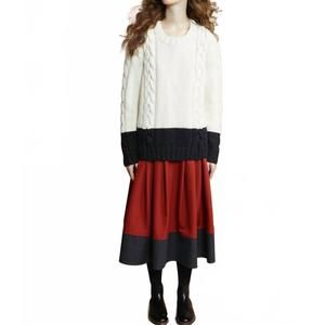 NEW THESALTING hand knit cable sweater in ivory and heather charcoal